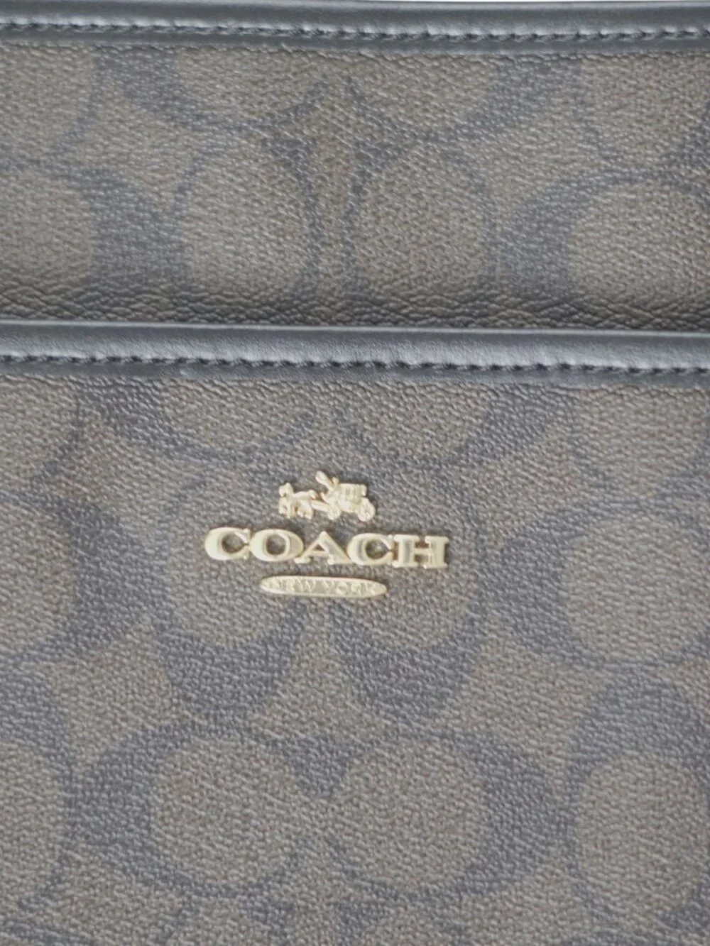 Coach F58297 Signature File Shoulder Bag Messenger Brown Black C Work School EUC